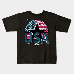 Patriotic 4th of July Vintage Retro -USA flag Kids T-Shirt